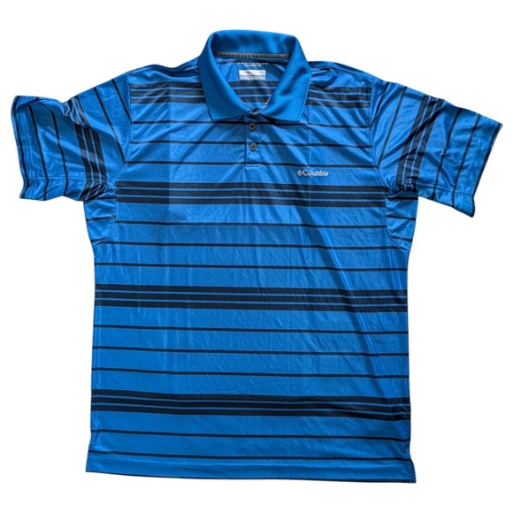 Columbia Other - Columbia Polo Shirt Mens Large Blue Black Striped Omni-Shade Golf Performance